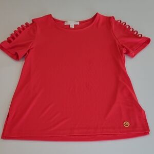 EUC Micheal Kors Bright Orange Cut-put Sleeved Stretchy T-shirt